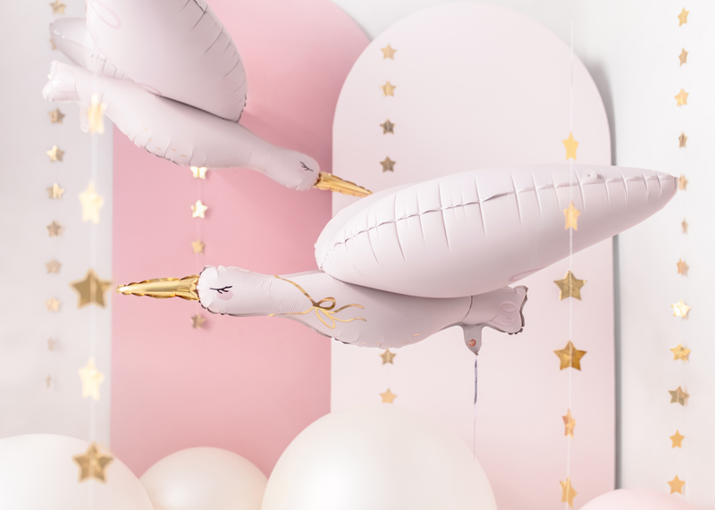 Folienballon Storch, 103x60 cm, hellrosa - Party Deco