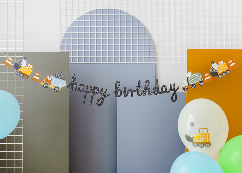 Girlande Baustelle "Happy Birthday" - Party Deco