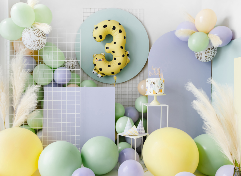 Folienballon Ziffer 3 - Gepard, 75cm - Party Deco