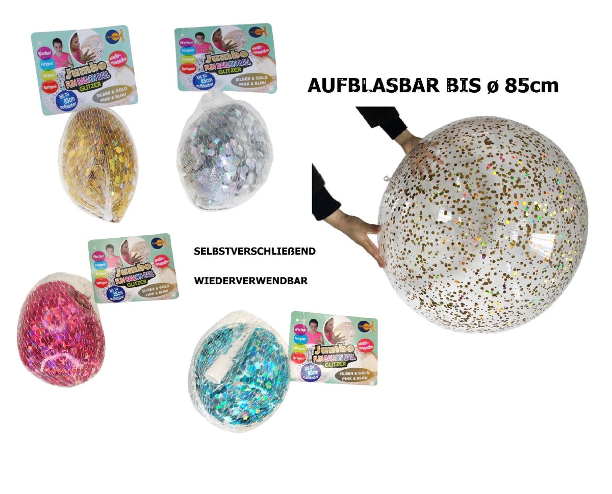 Fun Ballon Ball Jumbo Glitzer (verschiedene Farben, 1 Stück) - Fun Trading