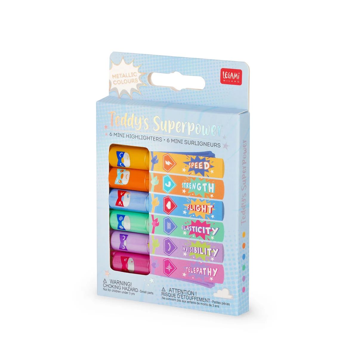 Teddy'S Superpower - Set mit 6 Mini-Textmarkern - Legami