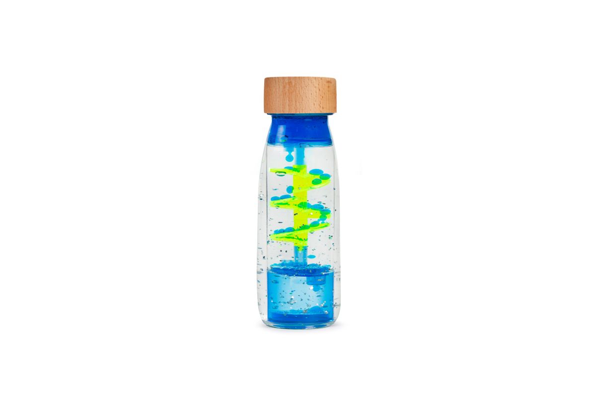 Sensorikflasche "Move" Spirale blau - Petit Boum