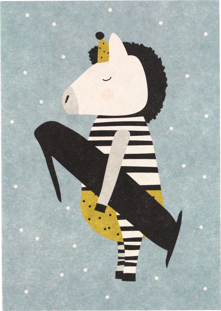 Postkarte Zahl 1 Zebra - Ava & Yves