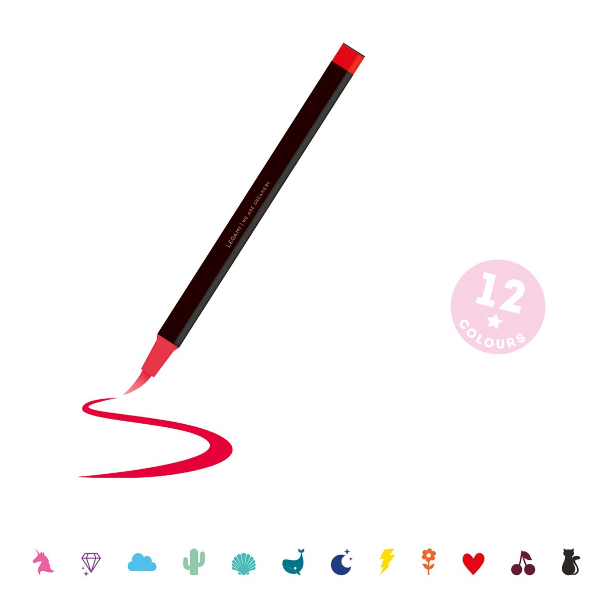 Brush Markers Set mit 12 Pinselstiften Bright Colours - Legami