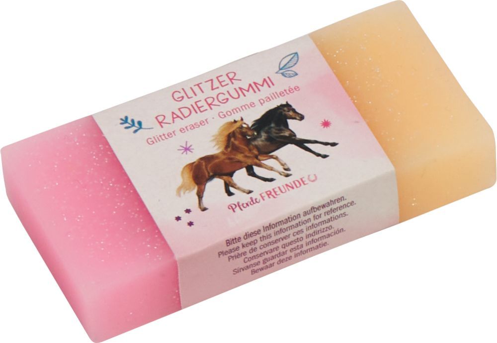 Glitzer Radiergummi - Pferdefreunde (verschiedene Designs, 1 Stück)