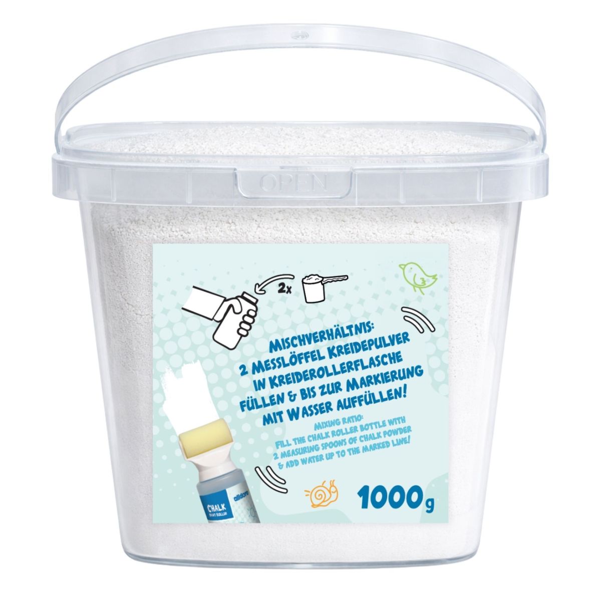 Kreide-Eimer, weißes Kreidepulver 1kg - Alldoro