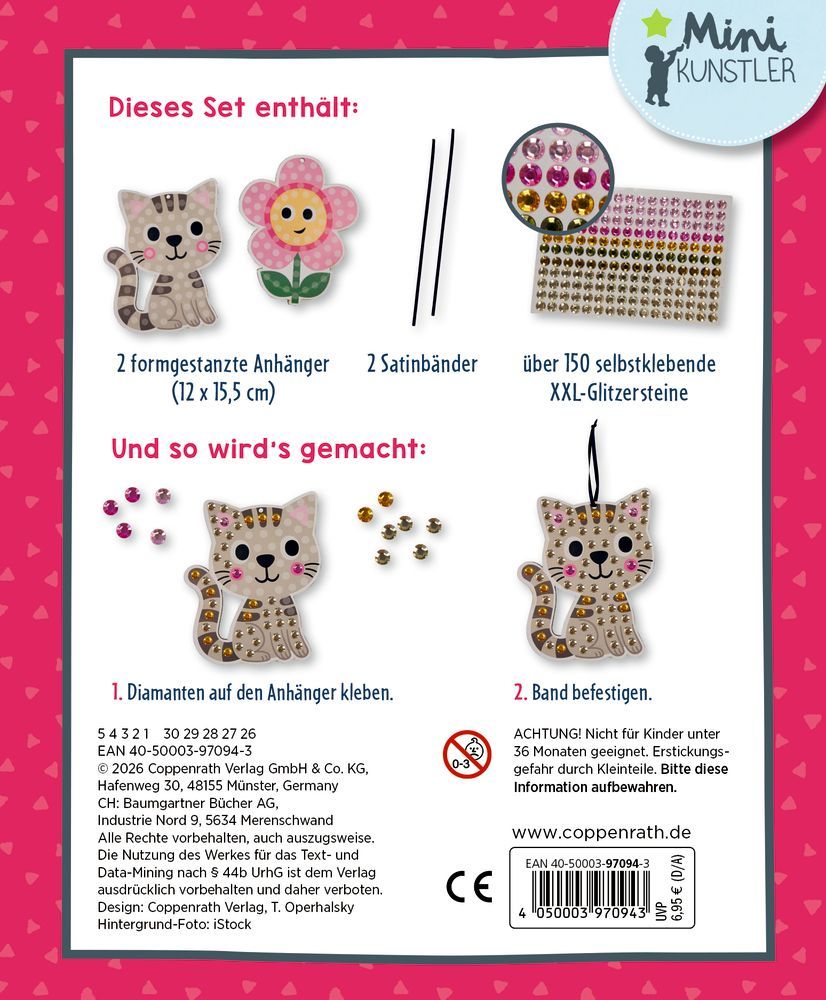 Mein kleines Bastelset: Diamond-Anhänger (Blume/Katze) - Mini-Künstler
