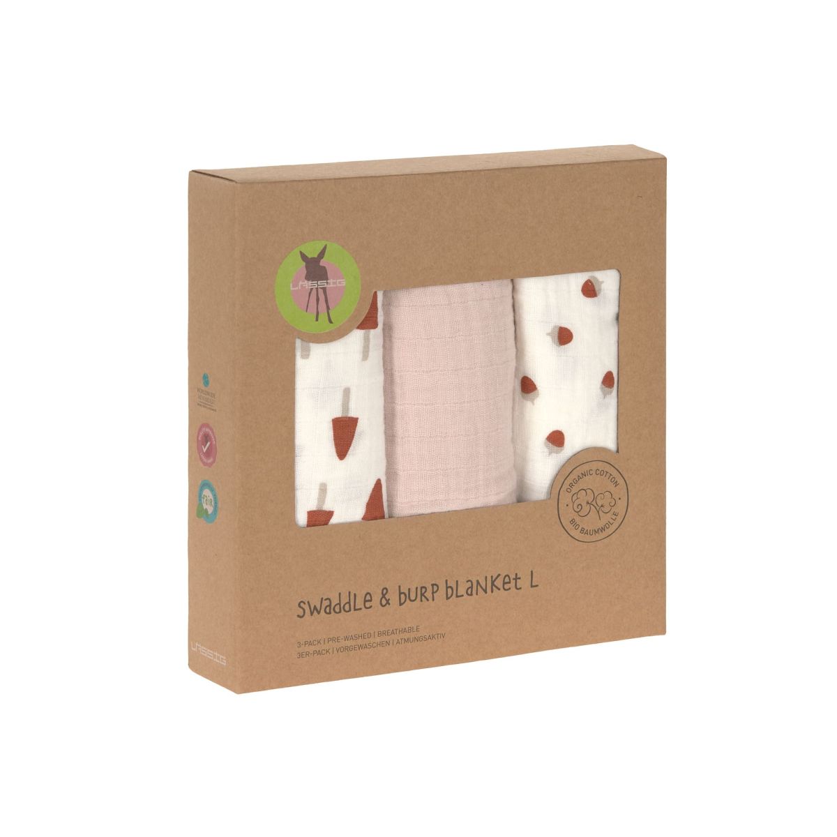Mulltücher 85x85 cm Little Forest powder pink (3er Pack) - Lässig