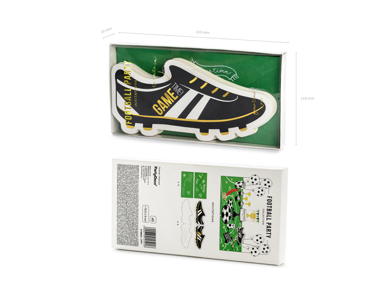 Einladungen Fußball-Schuhe (6 Stk.) - Party Deco