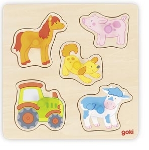 Holz-Greifpuzzle - Steckpuzzle Bauernhof - Goki