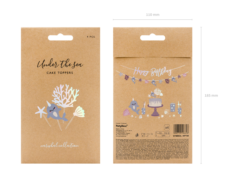 Caketopper Narwal - Meereswelt (4-teilig) - Party Deco
