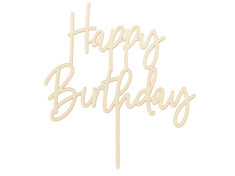 Caketopper aus Holz "Happy Birthday" - Party Deco