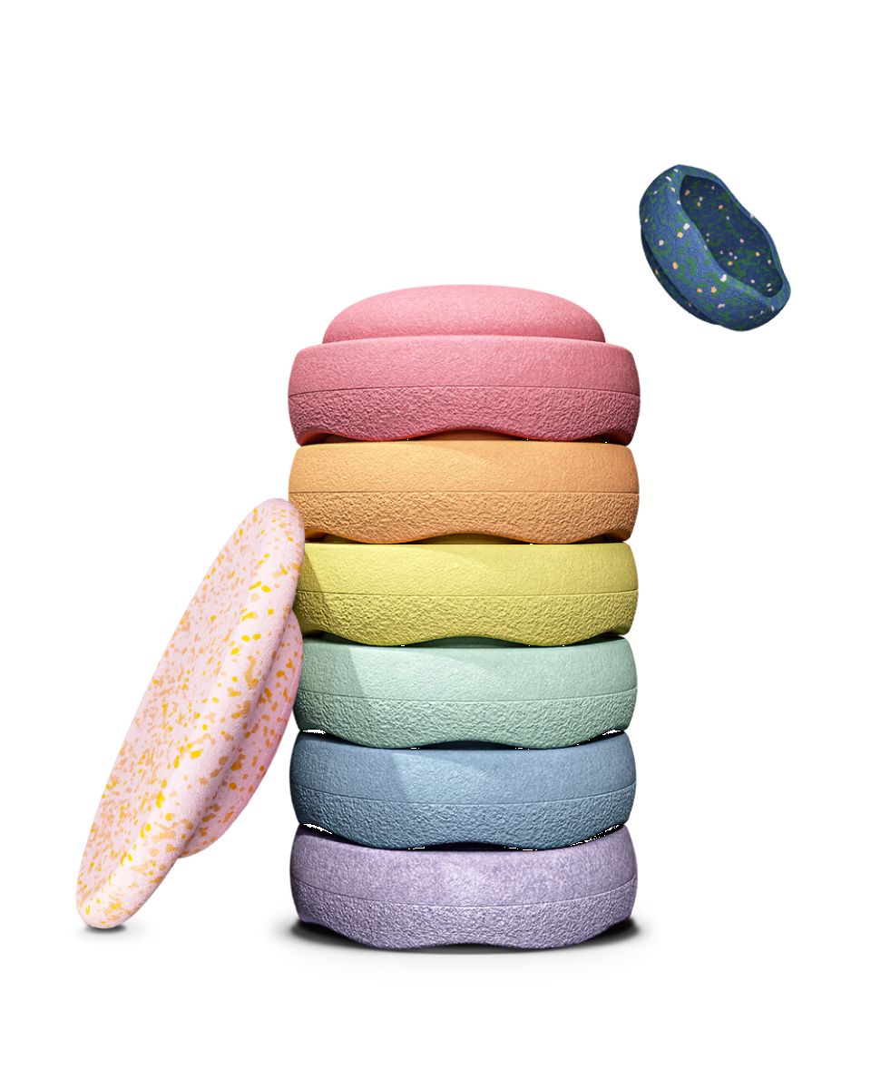 Stapelstein® Spring Special Rainbow Set Pastel (6+Board+Mini)