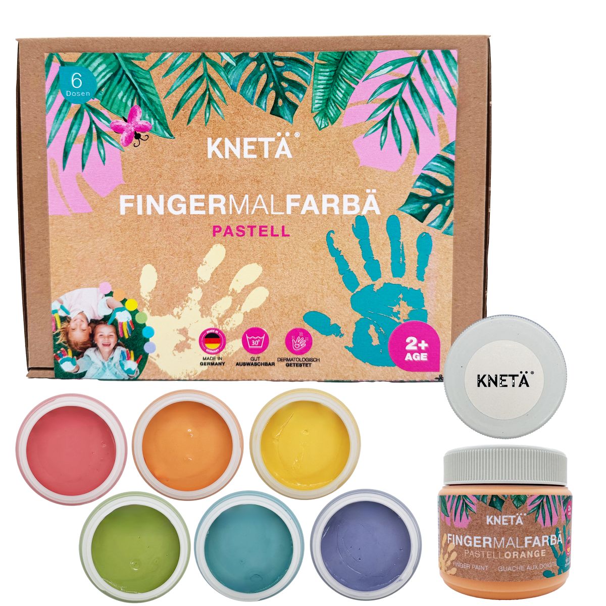 Knetä Fingermalfarbän Pastell (6 x 150ml)
