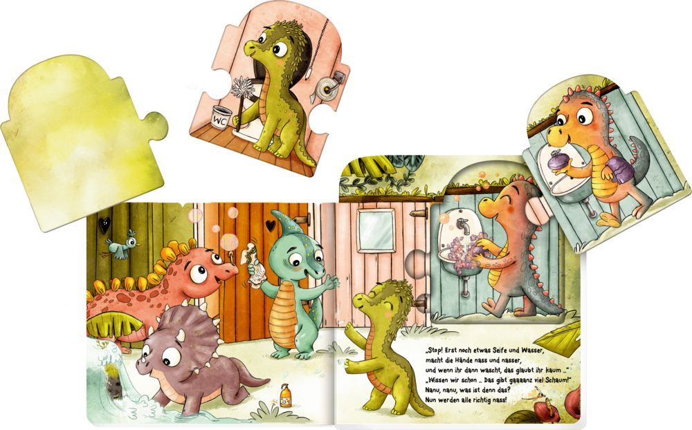 Mein Mitmach-Puzzle-Buch: 5 Dinos gehen allein aufs Klo 18M+