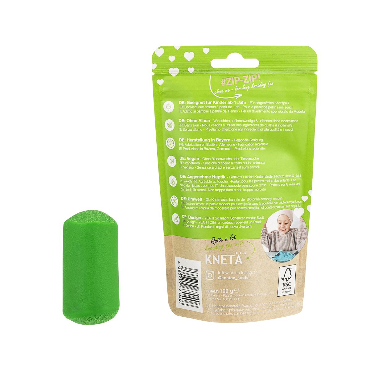 Knetä Vegane Spielknete Grün 100g Beutel