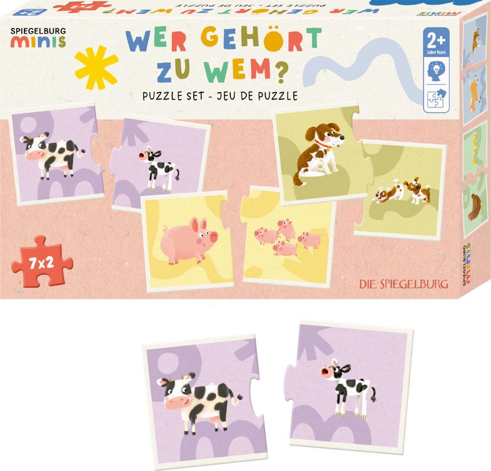 Puzzle-Set: Wer gehört zu wem (7 x 2 Teile) - Spiegelburg minis