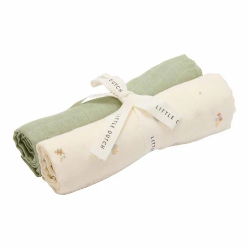 Musselintuch Forest Treasures & Sage  70x70cm 2er Pack - Little Dutch