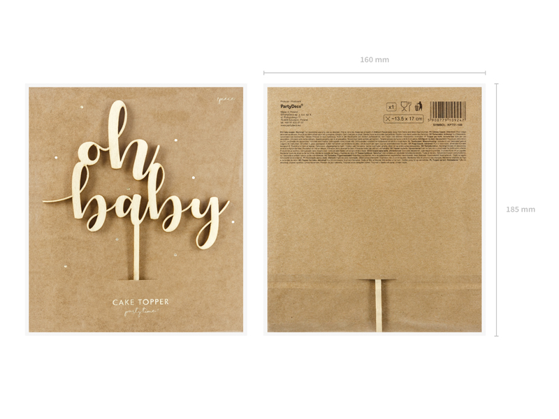 Caketopper aus Holz "Oh Baby"  - Party Deco