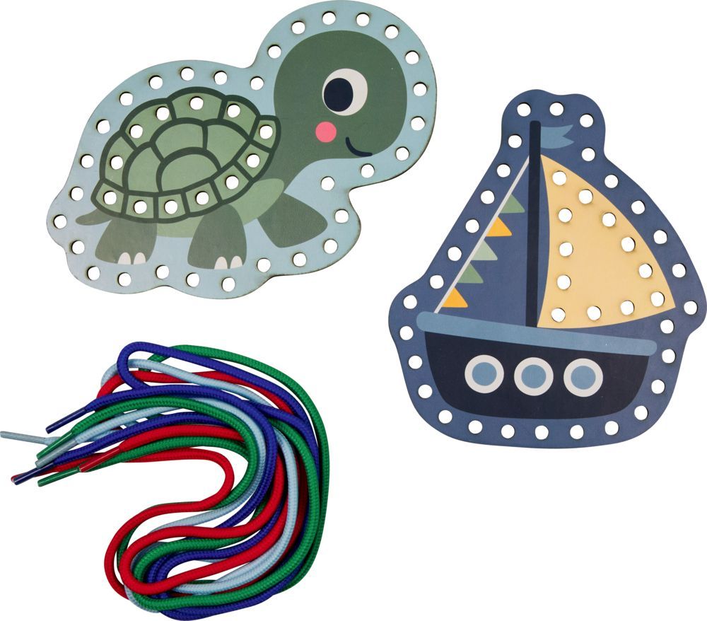 Mein kleines Bastelset: Fädel-Karten (Schildkröte/Boot) - Mini-Künstler