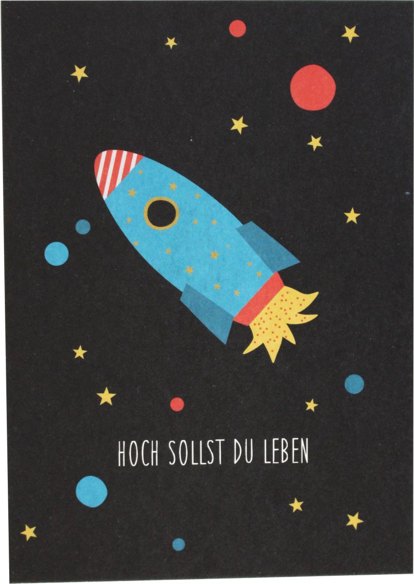 Postkarte Rakete "Hoch sollst Du leben" - Ava & Yves